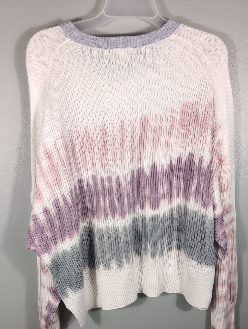 New Splendid Lightweight Spring Pink & Gray Tie-Dye Crewneck Knit Sweater, M. - Picture 4 of 5